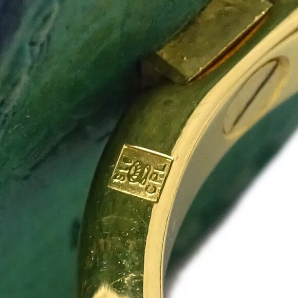 Hermes Triangle Scarf Ring Gold Veau Greine Courchevel Small Good - Picture 3 of 8